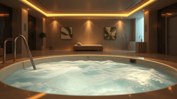 Winter spa tub maintenance for bubbling indoor hot tub.