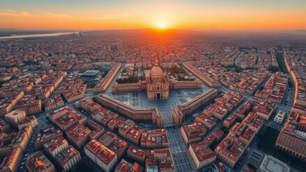 Expansive Barcelona cityscape at sunset highlighting CI Homefront Tariffs.