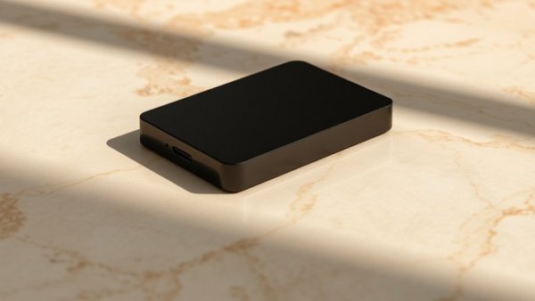 Marble background with a black device representing AI notetakers for meetings.