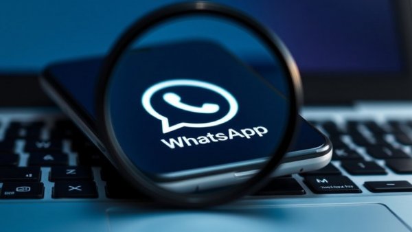 India Supreme Court WhatsApp privacy concept with magnified app icon.