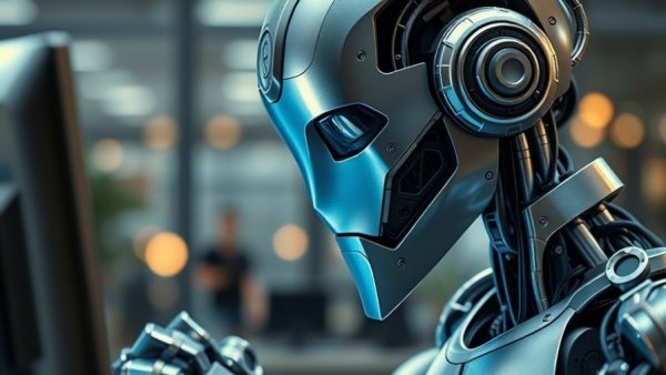 AI-driven penetration testing concept with focused robot