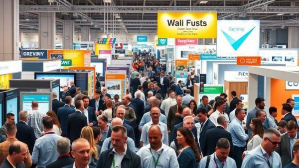 AV technology trends ISE 2026 trade show bustling with attendees.