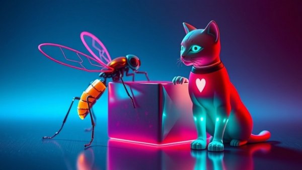 Neon objects in a box illustrating zero-point energy concept