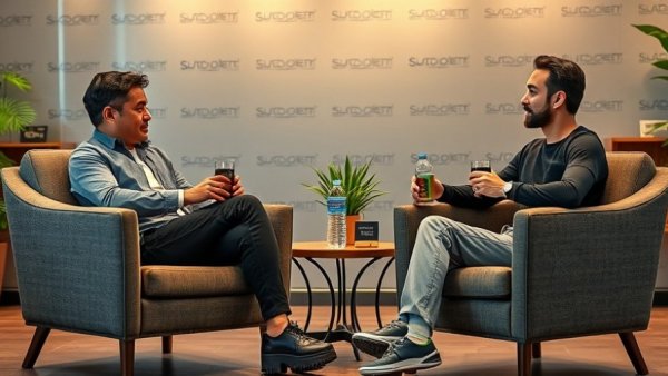 A16Z Speedrun startup accelerator conversation scene in bright setting.