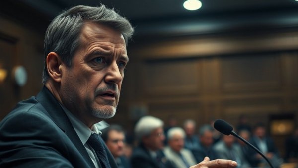 Middle-aged man at hearing addressing social media addiction trial.