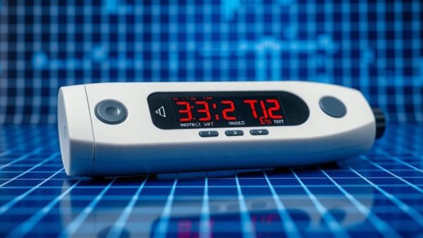 At-Home STI Test Device against blue tech background.