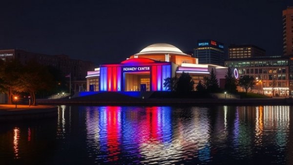 Trump Kennedy Center Honors view with colorful night lights