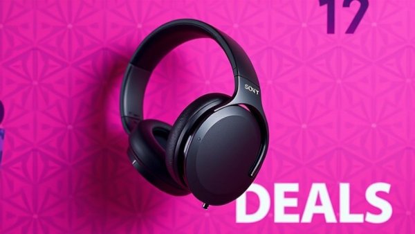 Sony WH-1000XM6 headphones on vibrant deals background.
