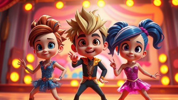 Animated KPop demon hunters performing on stage.