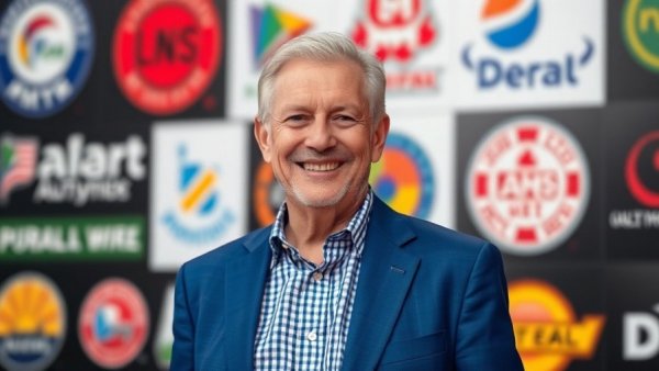 Smiling man in blue suit at BOOP! The Musical Japan Premiere backdrop.