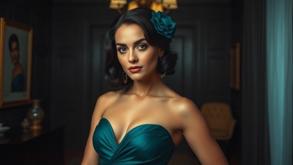 Clue musical May 2026 card of woman in teal under dim lighting.