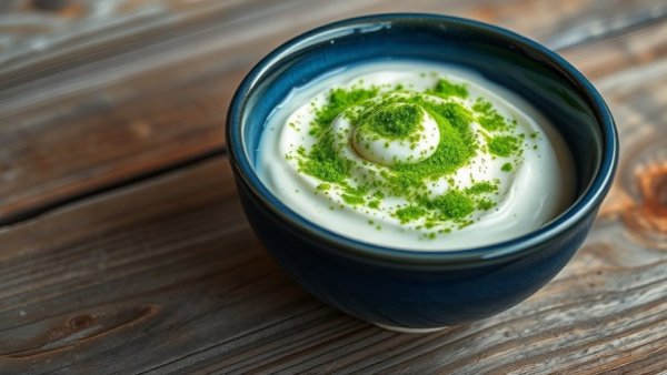 Delicious dessert with natural sweeteners and green garnish on rustic table.