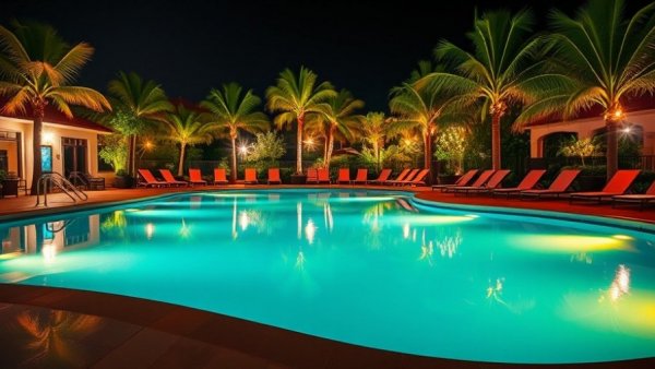 Pool lighting ideas with vibrant night ambiance