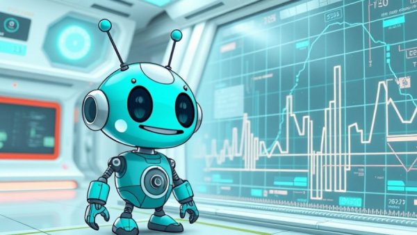 Tapo P110M energy tracking smart plug cartoon illustration with a robot and digital graph.