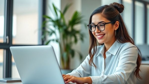 QNP GEC Partnership Announcement featuring woman using laptop