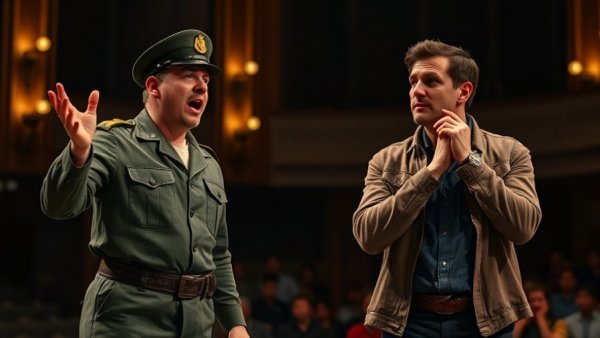 ASL Production Of VIOLET with two actors performing expressively on stage.