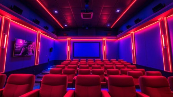 Modern home theater with LED lighting for smart homes