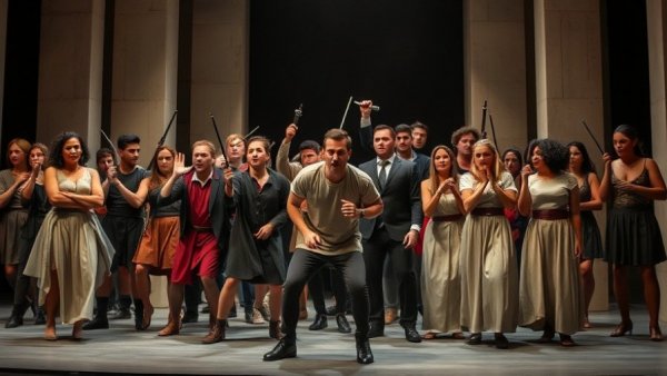 Performers in modern Titus Andronicus Off-Broadway scene