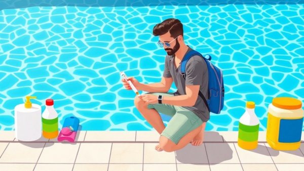 Illustrative pool care handbook cover explaining how to get rid of mustard algae.