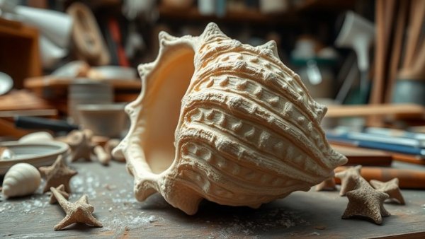Durational art in theatre showcased through detailed sea shell craft.