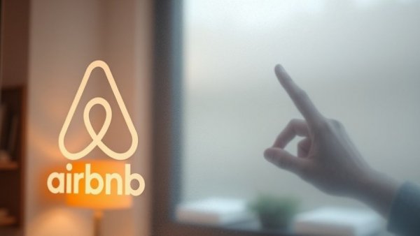 Airbnb logo beside a hand drawing in mist.