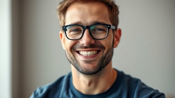 Confident man smiling, AI-powered consulting strategies