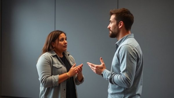 Actors rehearsing 'The Importance of Being Earnest' scene indoors.