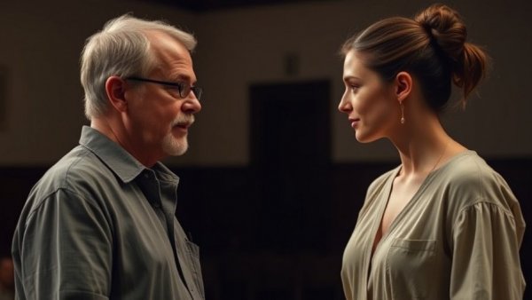 The Tempest actors in rehearsal for a revenge comedy scene