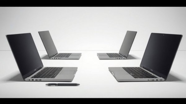 Modern modular laptops arranged on a white background.