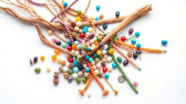 Materials for making a beaded wind chime for outdoor garden.