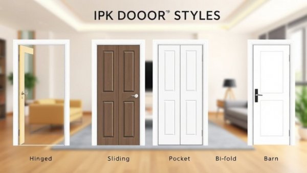 Modern Interior Door Styles 2026 infographic with door types.