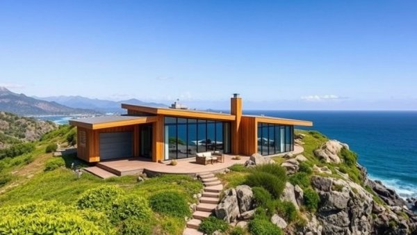 Net Zero Homes Bowen Island nestled on hillside.