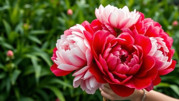 Vibrant bouquet of peonies, perfect cutting flowers for outdoor garden.