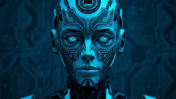 Futuristic humanoid robot with circuit face design illustrating Coco Robotics Expansion.