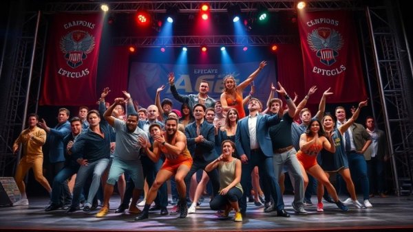 The Karate Kid Musical tour scene with ensemble cast on stage.