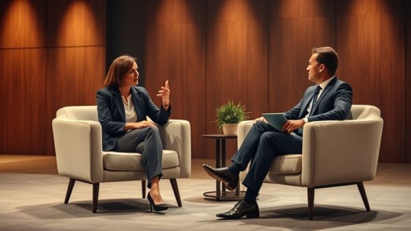 Business professionals at Elon Musk AI Recruitment conference.