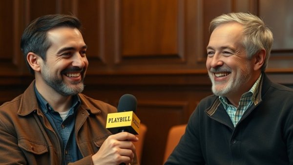 The Fear of 13 Broadway discussion, two men in interview setting with Playbill.