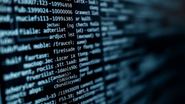 Detailed code lines representing AI in smart homes, sharp focus.