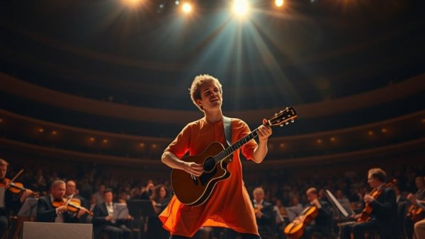 Darren Criss Miscast26 Performance with guitar on stage.