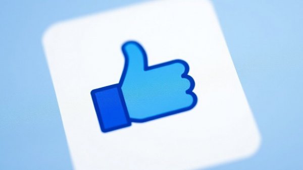 Facebook logo on a blue background.