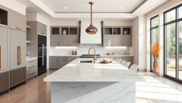 Best price kitchen remodel with modern design and plans on marble island.
