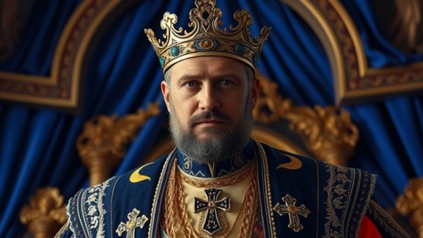 Regal man in elaborate attire from Raise Him Up The Boys series