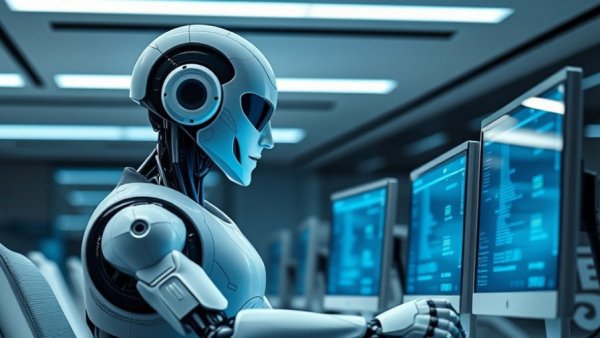 Futuristic humanoid robot using computer promoting semantic consistency in AI systems.