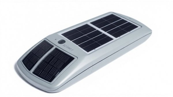 Modern solar-powered pool skimmer on white background