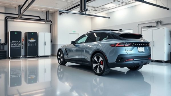 Modern garage with home battery storage and electric SUV for buyers guide 2026.