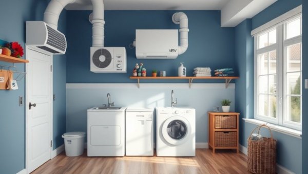 HRV and ERV ventilation units in a modern utility room.