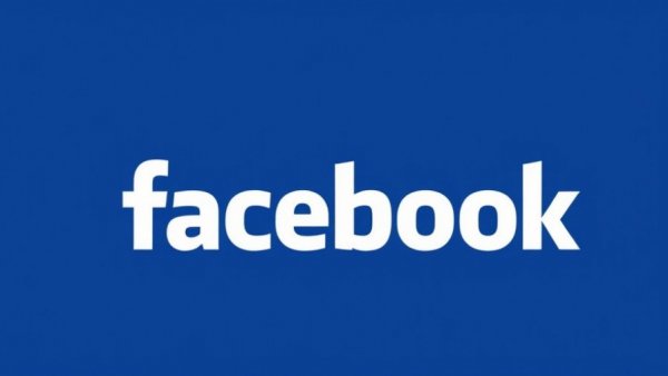 Minimalistic Facebook logo on a blue background