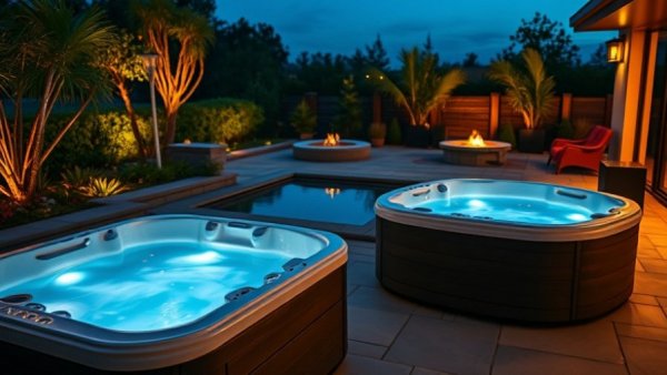 Best Hot Tub Brands 2026 displayed in a serene evening setting.