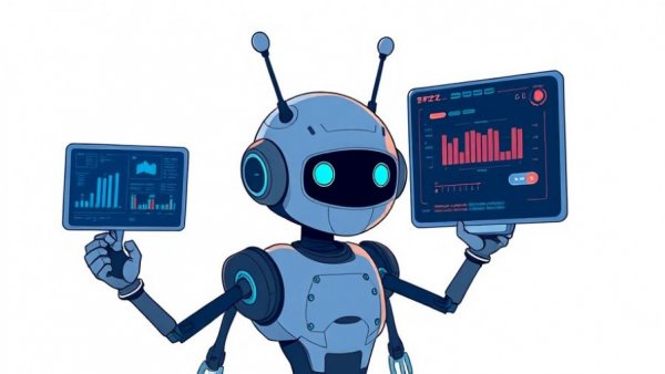 Robot analyzing data screens for early detection of plant stress.