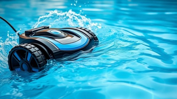 Sleek cordless robotic pool cleaner with smartphone control